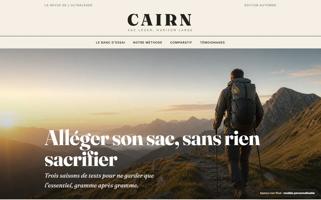 Capture originale — Site d'affiliation randonnée ultralégère