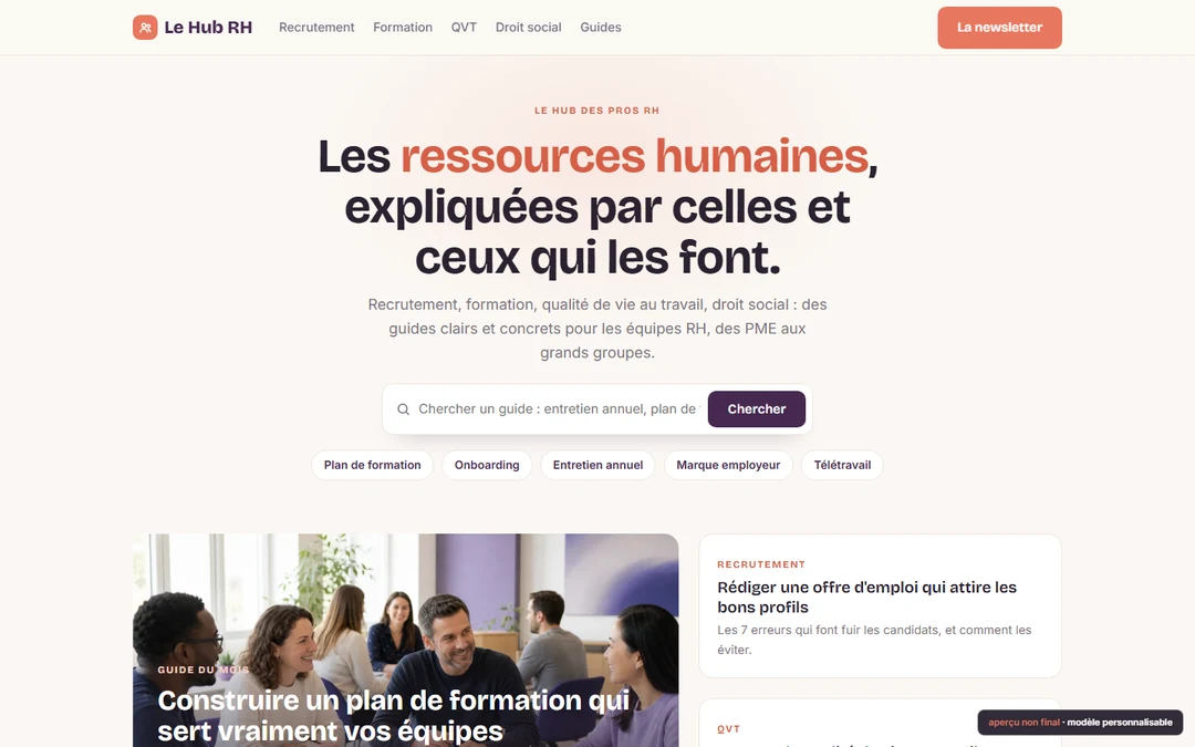 Capture originale de Site éditorial RH et formation