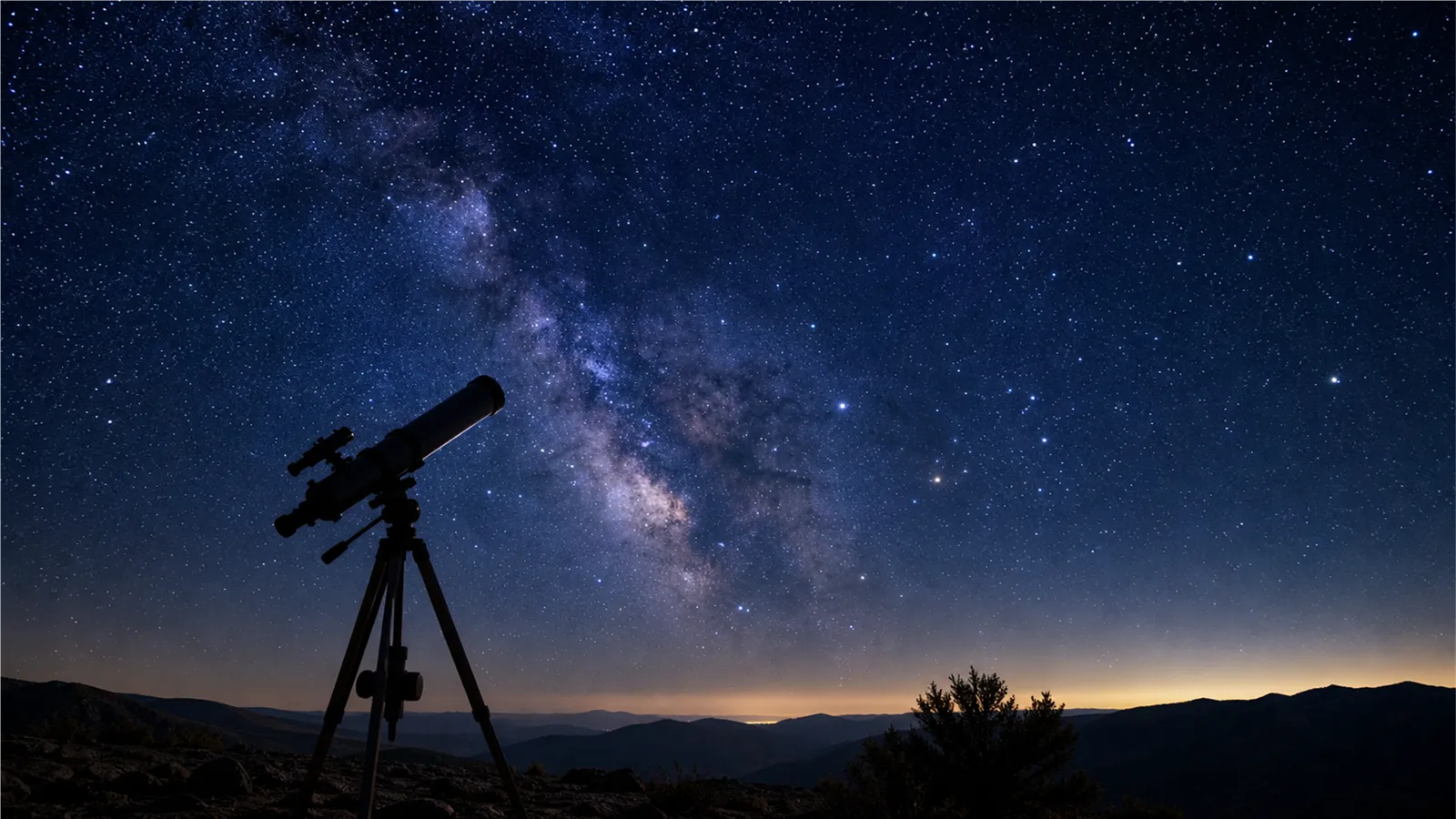 Ciel étoilé au-dessus d'un télescope