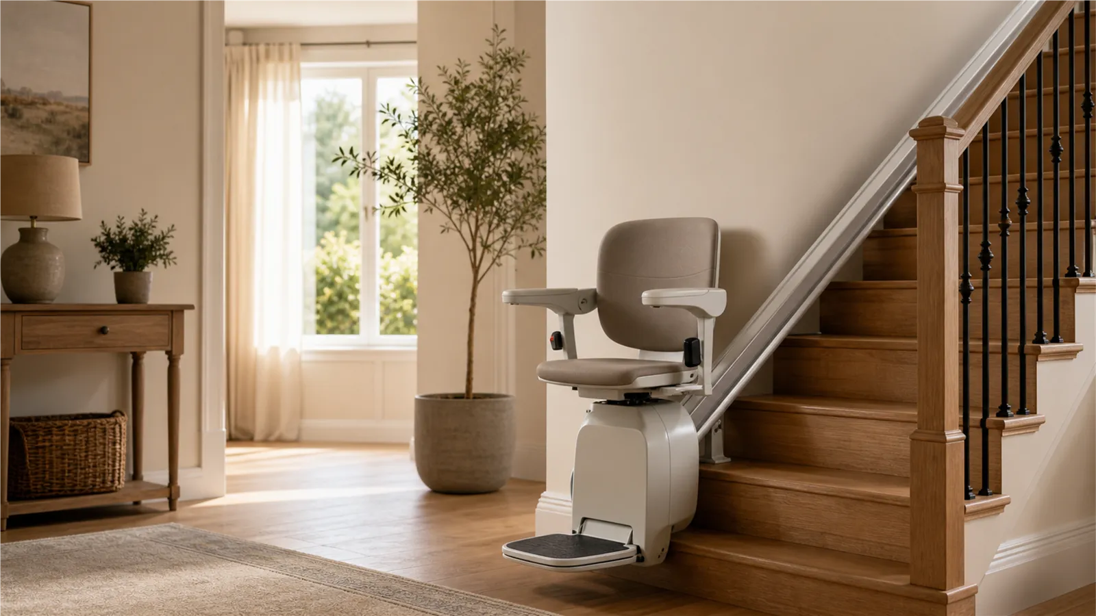 Monte-escalier installé dans une maison