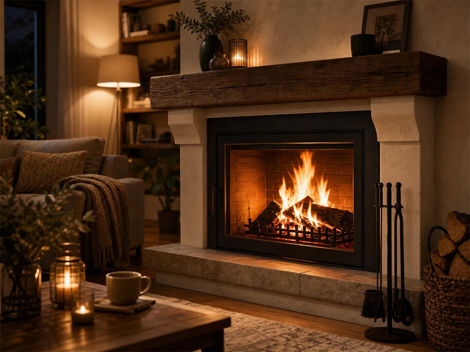 Feu de cheminée chaleureux